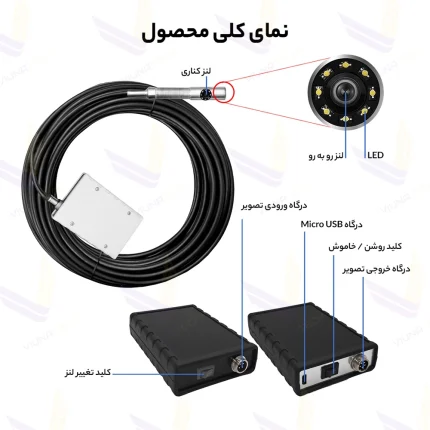 دوربین آندوسکوپی صنعتی شلنگی و بازرسی چاه و لوله 2 لنز 15 متری - ویوناتک